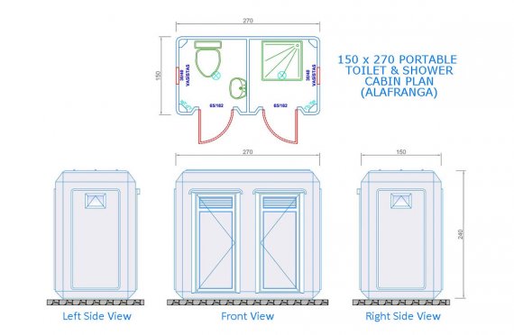 Cabine wc-banheiro portátil 150x270