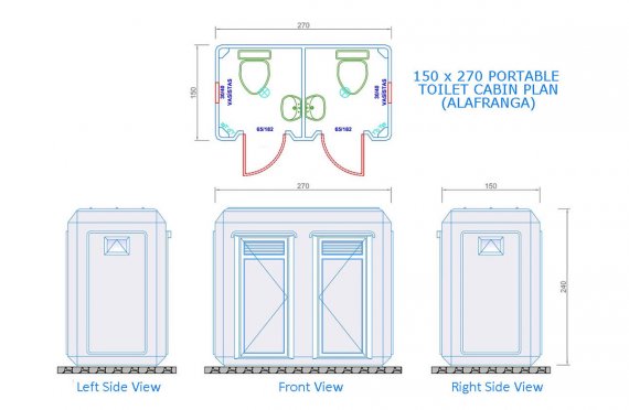 Cabine wc-banheiro portátil 150x270