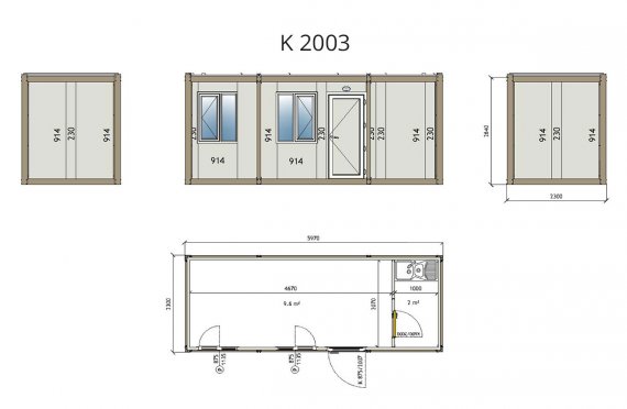 Contentor escritório flatpack k2003