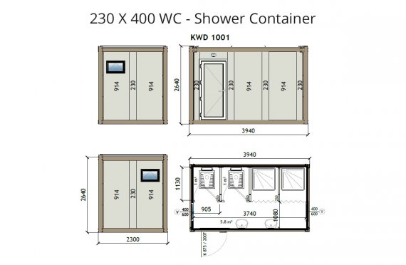 Contentor wc-banheiro KW4 230x400cm