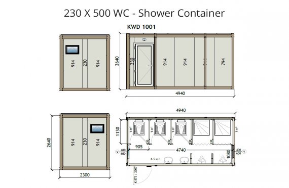Contentor wc-banheiro kw6 230x500
