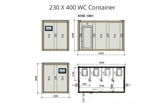 Contentor wc kw4 230x400