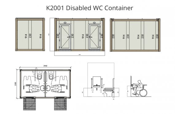 Contentor wc para deficiente k2001