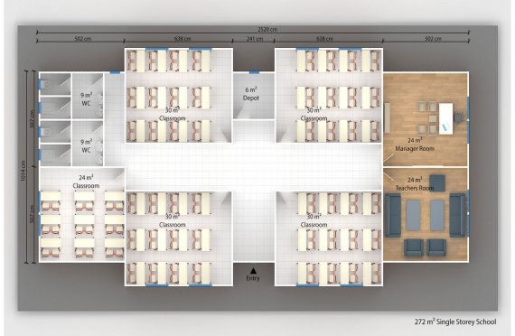 Salas de aula pré-fabricadas 272 m²