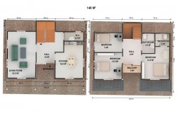 Planos de casas Pré-fabricadas de Dois Pisos